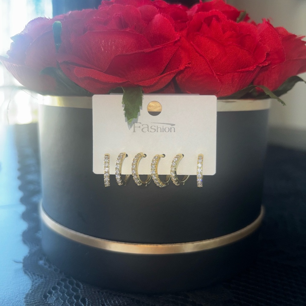 Gold Cubic Zirconia Hoop Set